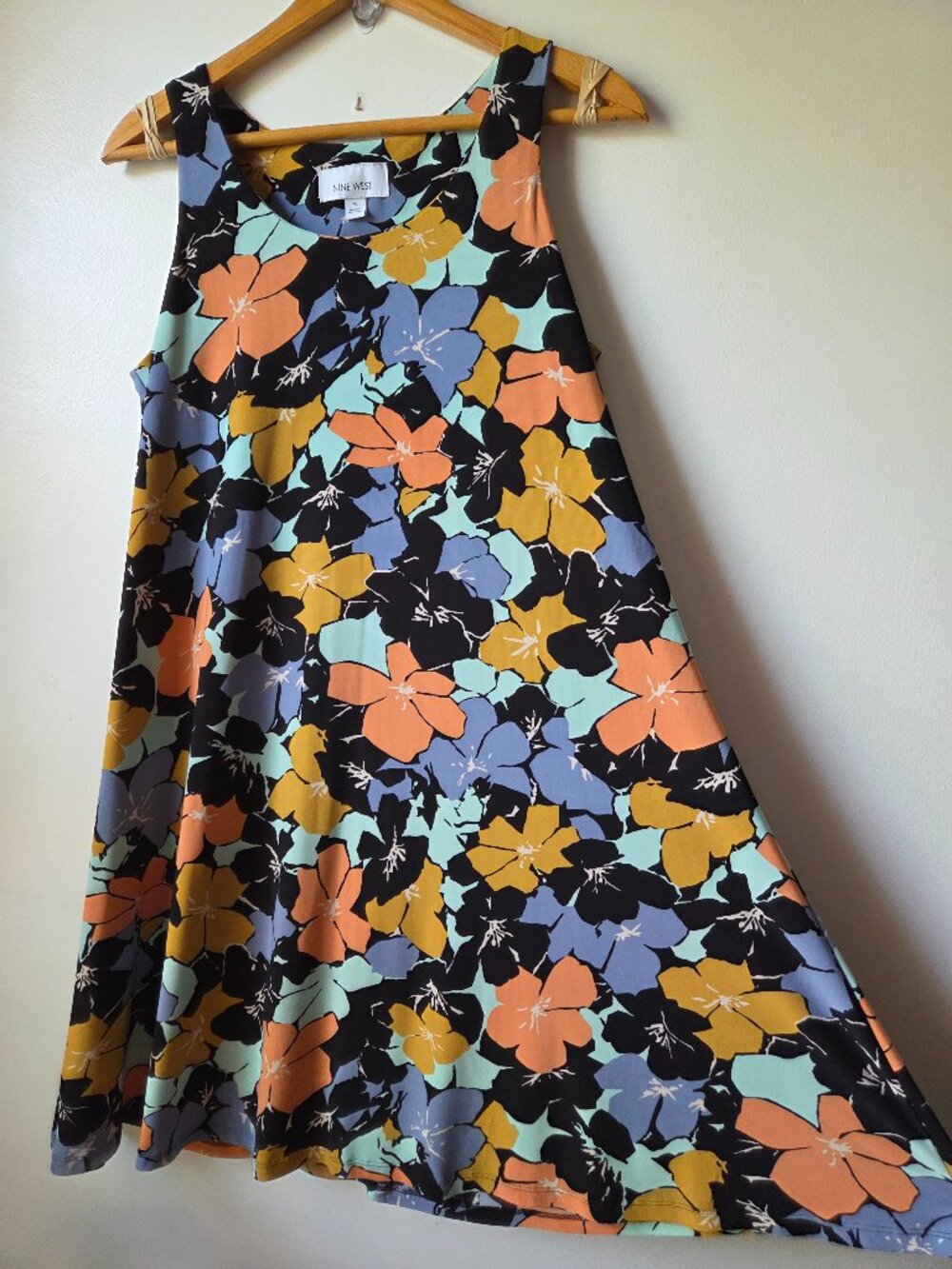 EUC NINE WEST SLINKY FLORAL SWING TANK SHORT DRESS SIZE M